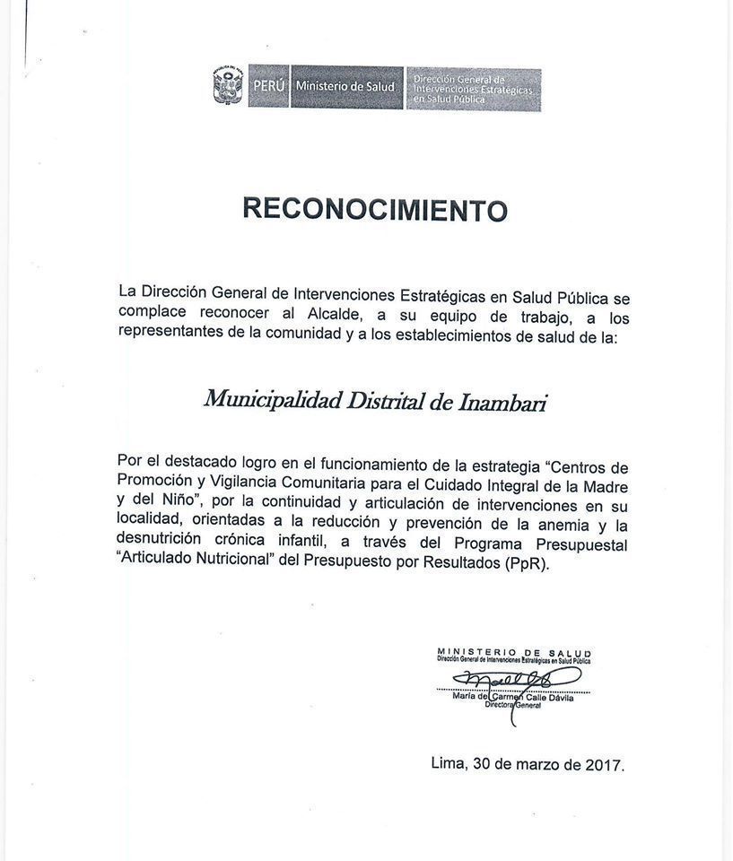 Imagen: Municipalidad Distrital de Inambari