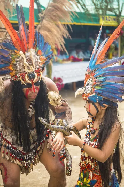 Pobladores de la comunidad nativa Infierno bailaron danzas típicas. Fuente: Pavel Martiarena.