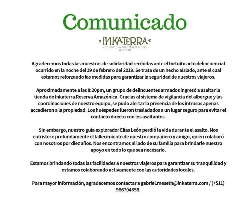 Comunicado de prensa.