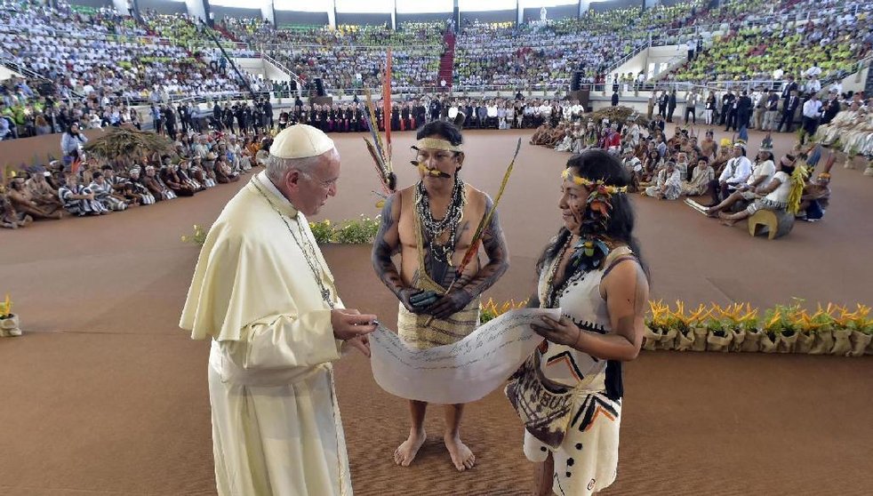 Papa Francisco en su visita a Puerto Maldonado. Foto: Fides