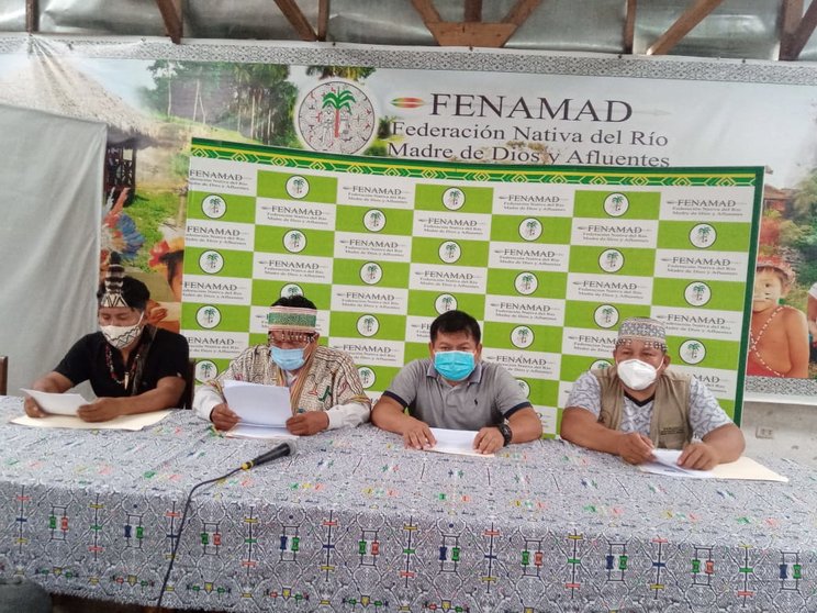 FENAMAD y organizaciones indígenas de Madre de Dios convocaron a una rueda de prensa el último sábado en Puerto Maldonado. Foto: FENAMAD
