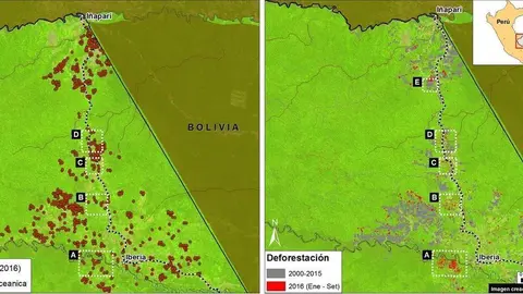 Imagen: MAAP Datos: UMD/GLAD, Hansen/UMD/Google/USGS/NASA, USGS/NASA, INPE
