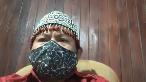 Lizardo Cauper, presidente de Aidesep, durante la conferencia de prensa.